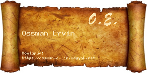 Ossman Ervin névjegykártya